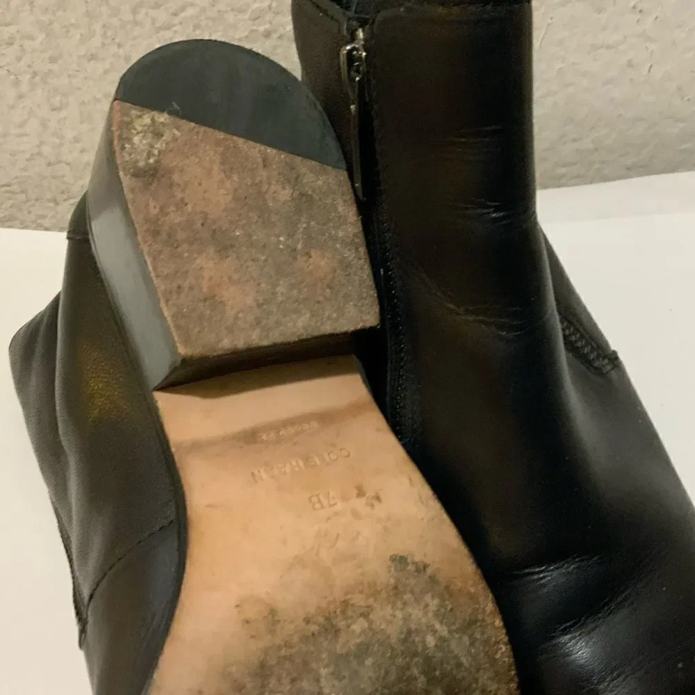 Cole Haan Ankle Boots Womens 7 B Black Dual Zipper Oak D44816 Booties
